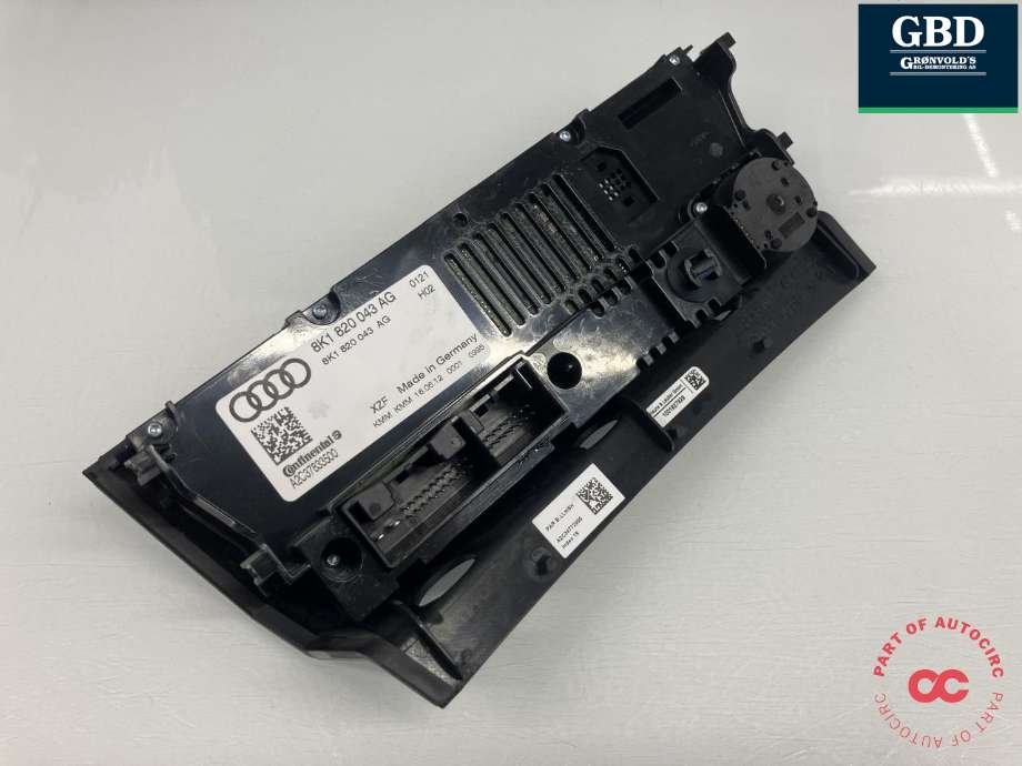 Varmeapparat betjening til Audi A4 2007-2014 (Type IV) (B8) (B8) (CONTINENTAL|8K1 820 043 AT XZF|8K1 820 043 AG XZF|8K1 820 043 AG| A2C37833500)