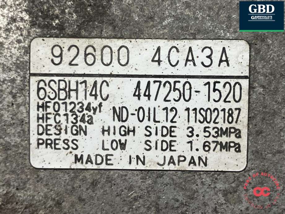 Aircondition kompressor til Nissan X-Trail 2014-2022 (T32) (T32) (926004CA3A|)