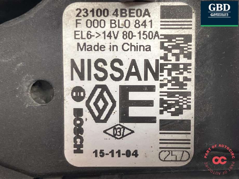 Dynamo diesel til Nissan X-Trail 2014-2022 (T32) (T32) (231004BE0A|)