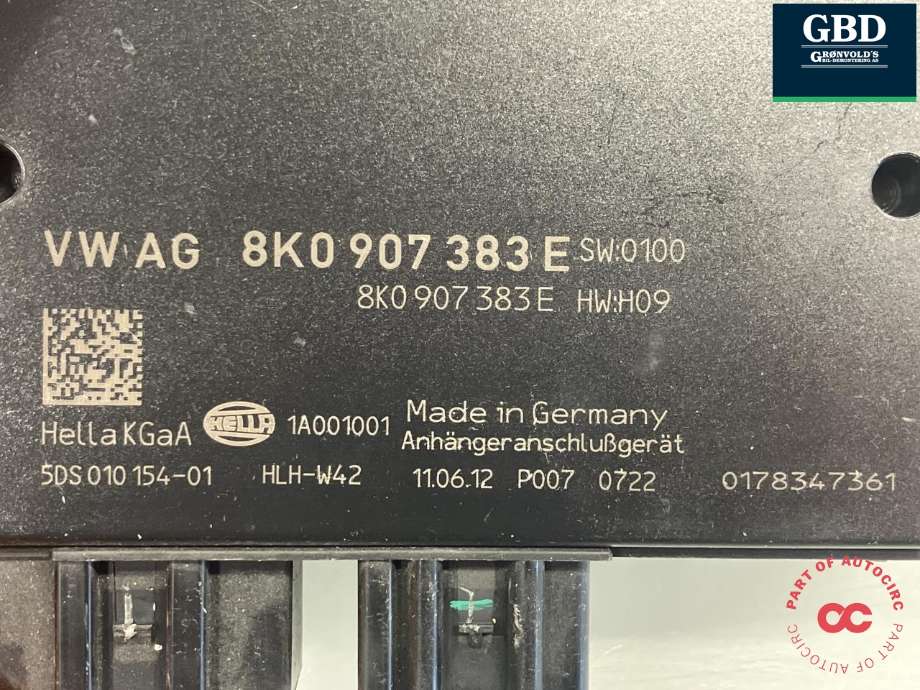 Styreenhet hengerfeste til Audi A4 2007-2014 (Type IV) (B8) (B8) (HELLA||8K0 907 383 E)