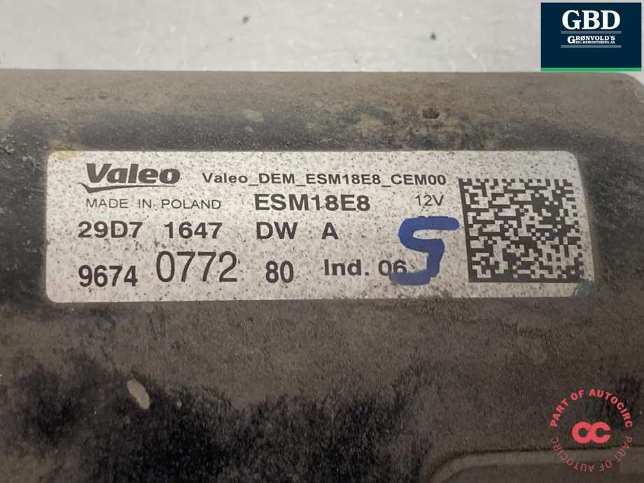 Starter til Peugeot 2008 2013-2019 (Type I) (96 740 772 80|1.68 041 628 E9| 6.50 140 858 E9|16 285 647 80)
