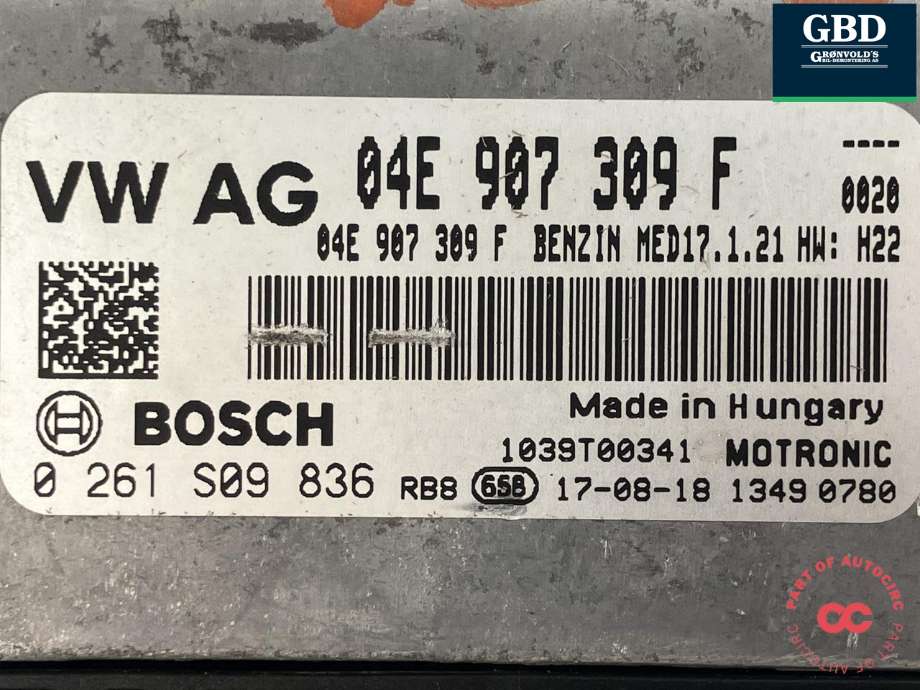 Styreenhet motor til VW Passat 2015-2019 (Fase 1) (B8) (B8) (BOSCH||04E 907 309 F|0 261 S09 836)