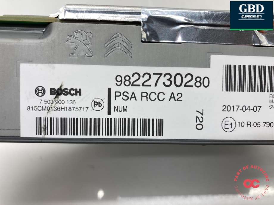 Bilstereo til Peugeot 2008 2013-2019 (Type I)  (16 237 799 80|9822730280|)