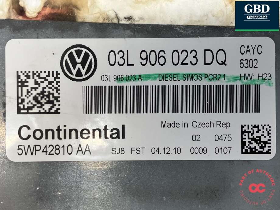 Styreenhet motor til VW Golf VI 2008-2012 (CONTINENTAL|03L 906 023 DQ|5WP42810 AA|)