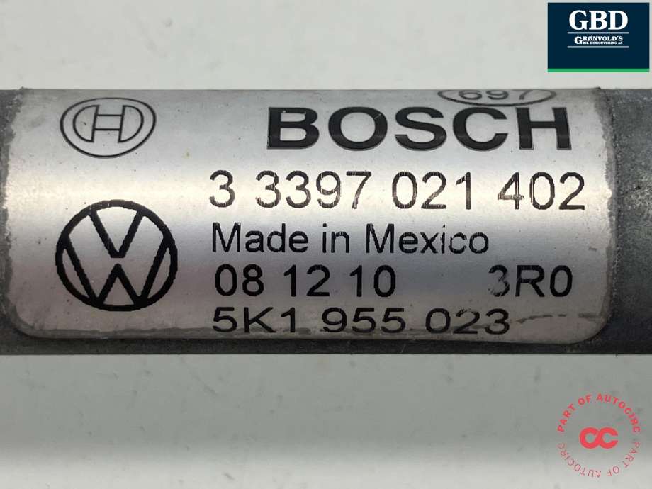 Viskermotor frontrute komplett m/overføring til VW Golf VI 2008-2012  (BOSCH|5K1 955 023|5K1 955 119|)