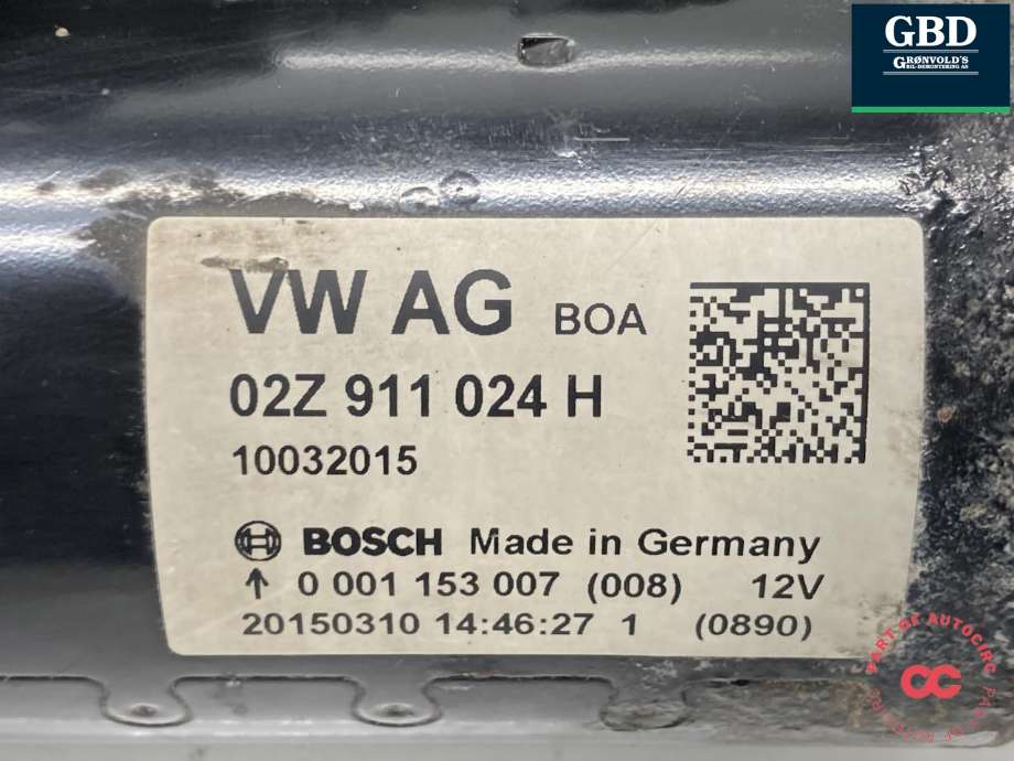 Starter diesel til VW Caddy 2010-2015 (Type III, Fase 2)  (02Z 911 024 H|02Z 911 024 HX|)