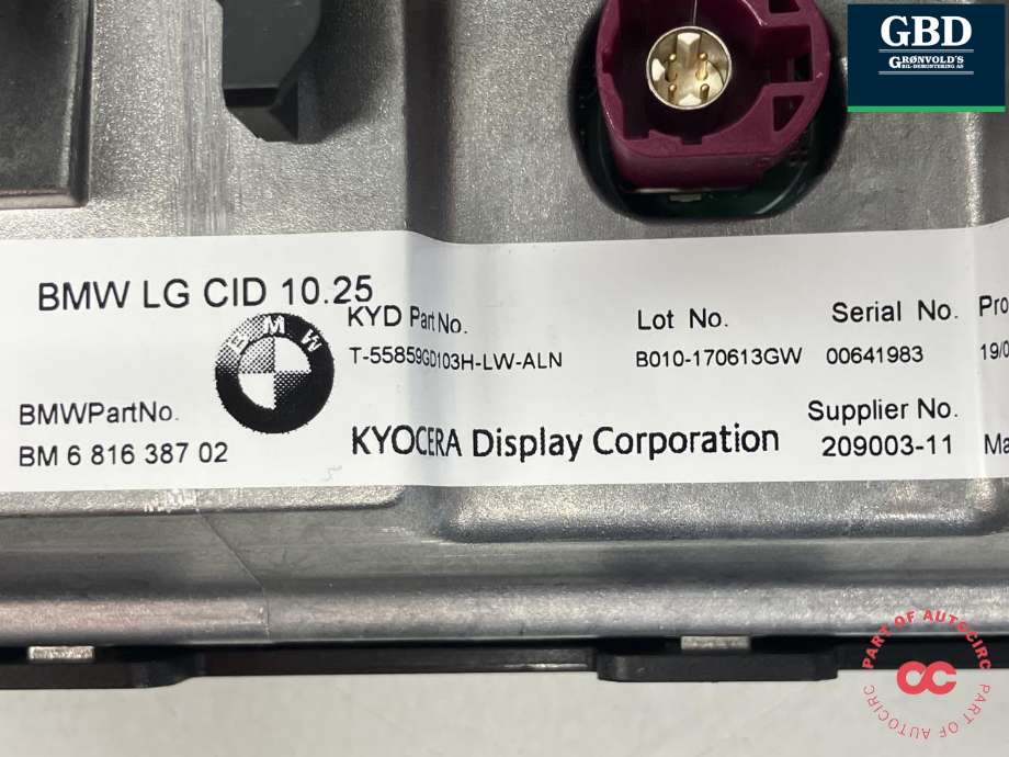 Bilstereo navigasjon skjerm til BMW X5 2013-2018 (F15) (F15) (KYOCERA||6 816 387|209003-11)