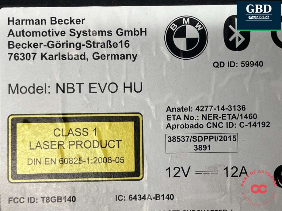 Bilstereo navigasjon spiller til BMW X5 2013-2018 (F15) (F15) (HARMAN|65 12 8 794 119|250382 15|)