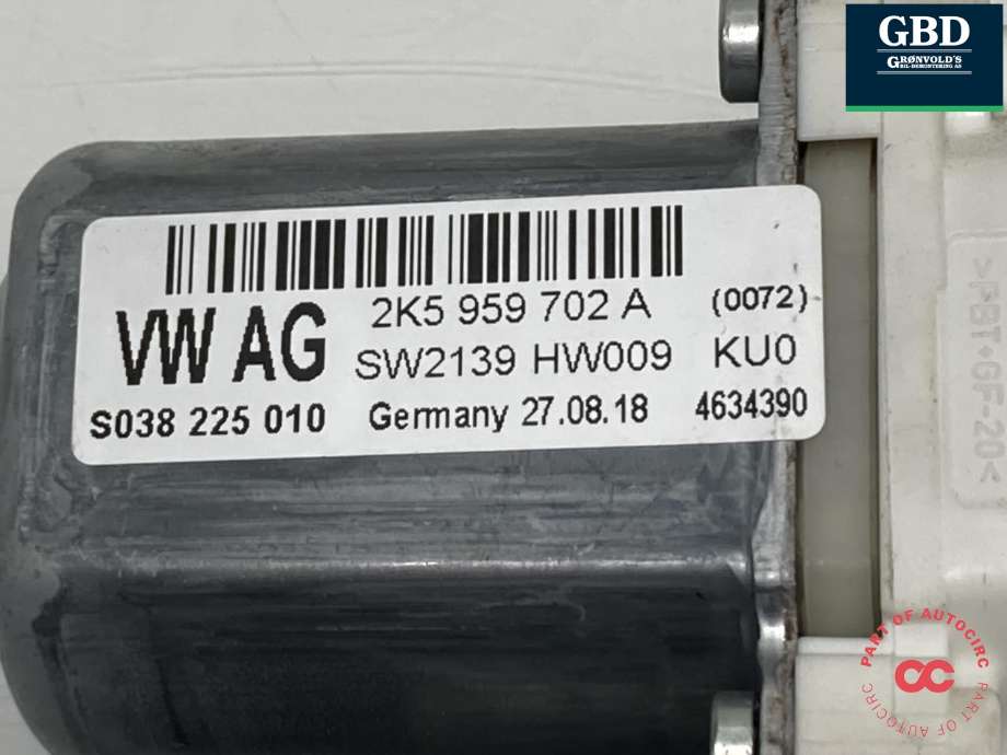 Ruteheis, kun motor, høyre foran til VW Caddy 2015-2020 (Type III, Fase 3) (2K5 959 702 A|)