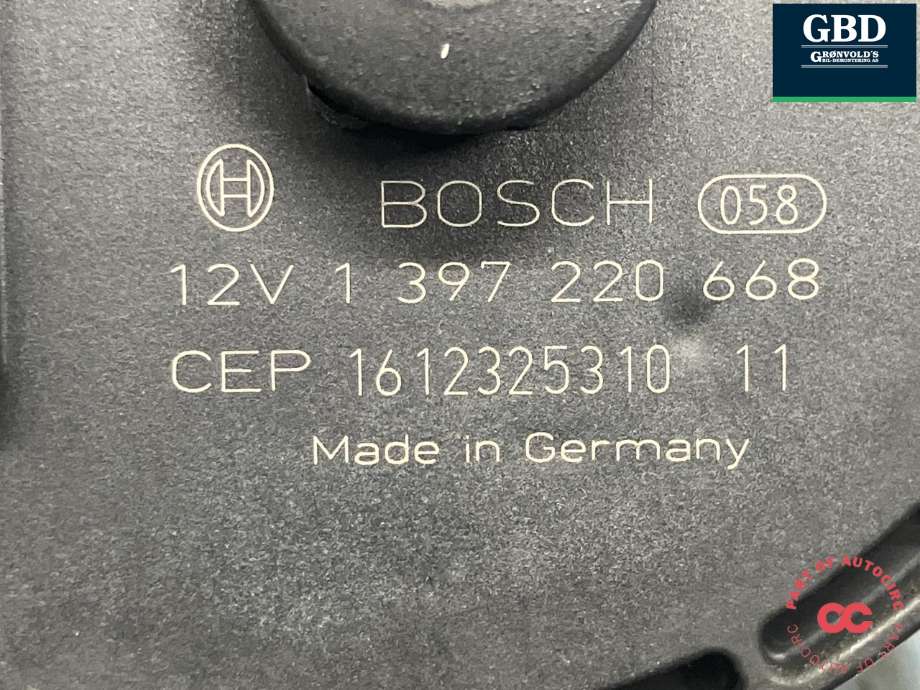 Viskermotor frontrute komplett m/overføring til Volvo XC60 2008-2013 (Type I, Fase 1) (BOSCH|31333454|3 397 021 530| 1 397 220 668|)