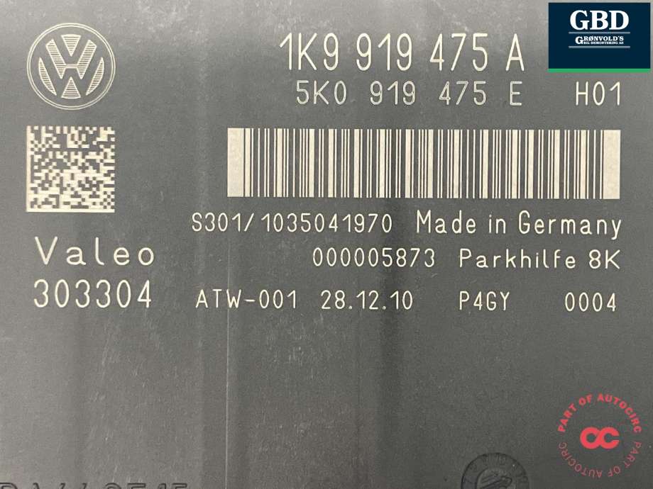 Styreenhet parkering til VW Golf VI 2008-2012 (VALEO|5K0 919 475 E|1K9 919 475 A|)