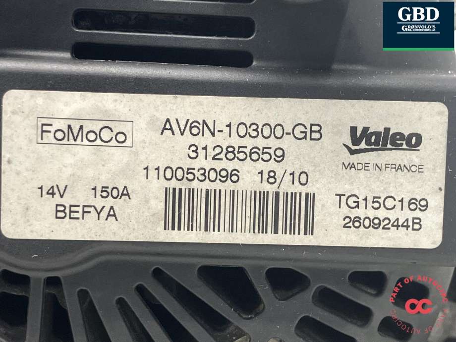 Dynamo diesel til Volvo V70 2007-2013 (Type III, Fase 1)  (VALEO|31285659|AV6N-10300-GB|)
