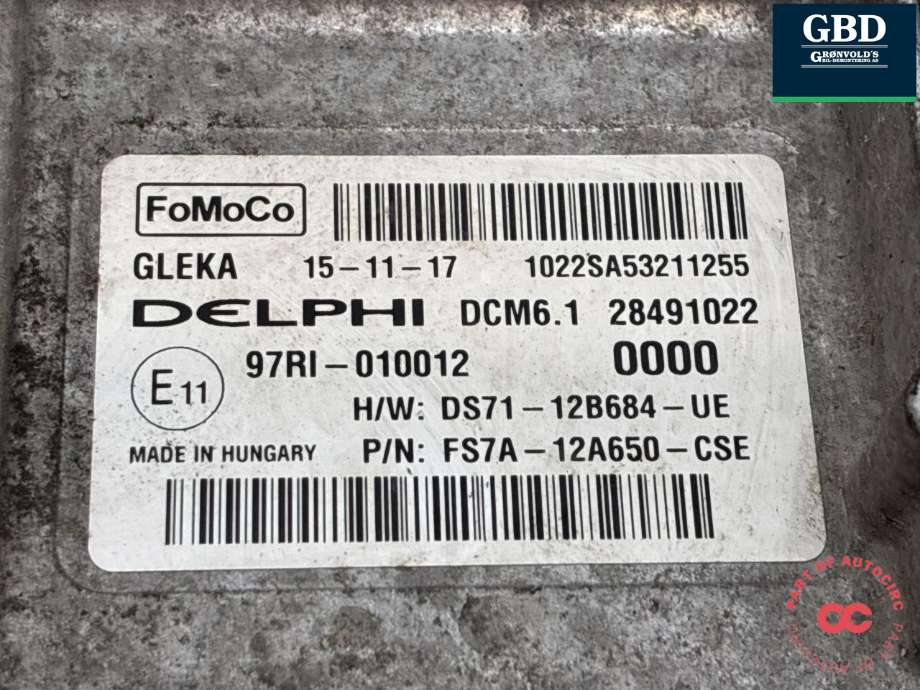 Styreenhet motor til Ford Mondeo 2014-2019 (Type V, Fase 1)  (FS7A-12A650-CSE|97RI-010012|)