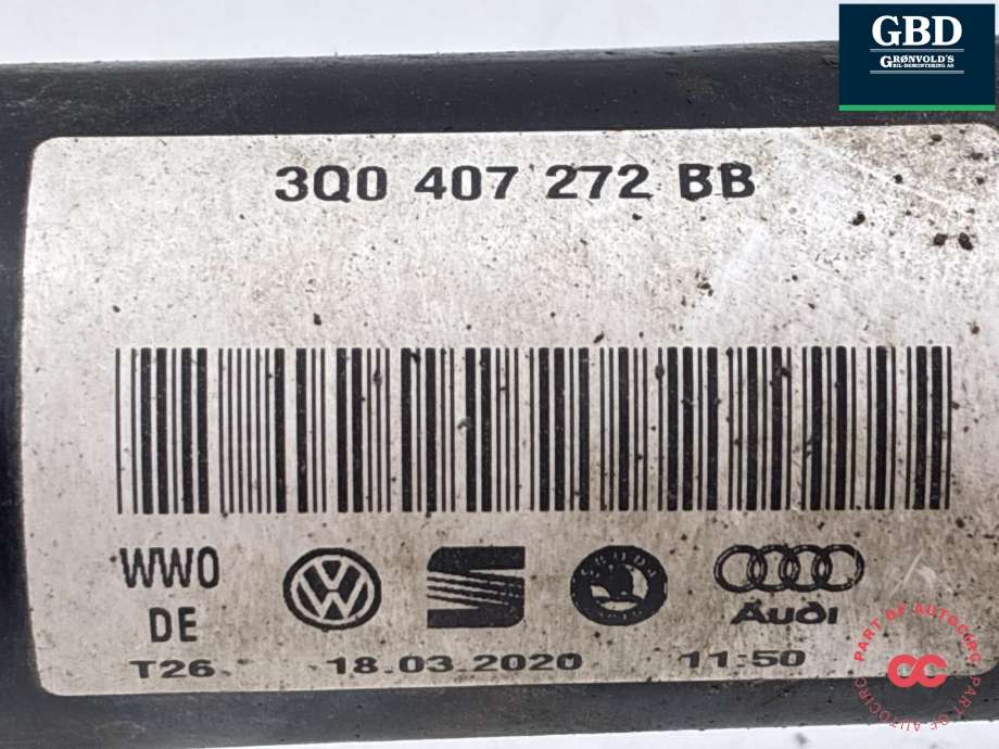 Drivaksel høyre foran, diesel/automat til Škoda Karoq 2017-->>  (3Q0 407 272 BB|)