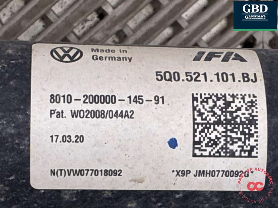 Mellomaksel til Škoda Karoq 2017-->>  (5Q0 521 101 BJ|5Q0 521 101 AT|5Q0 521 101 BA)