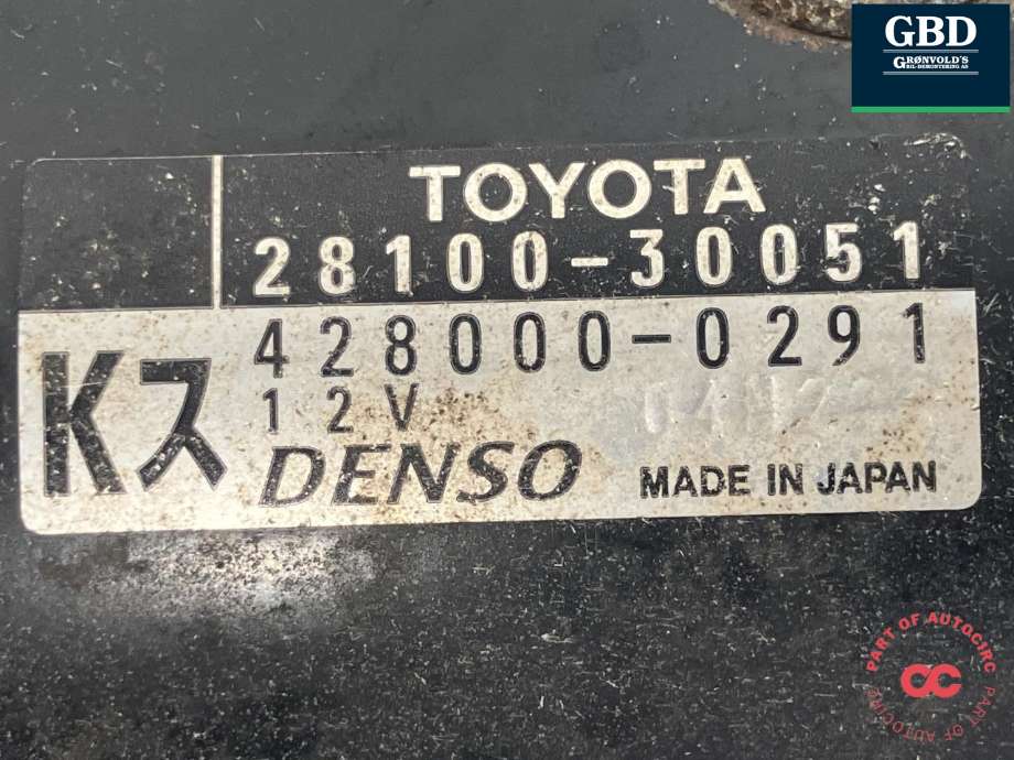 Starter diesel til Toyota Hiace 2007-2012 (Fase 3)  (DENSO|28100-30051|428000-0291|)
