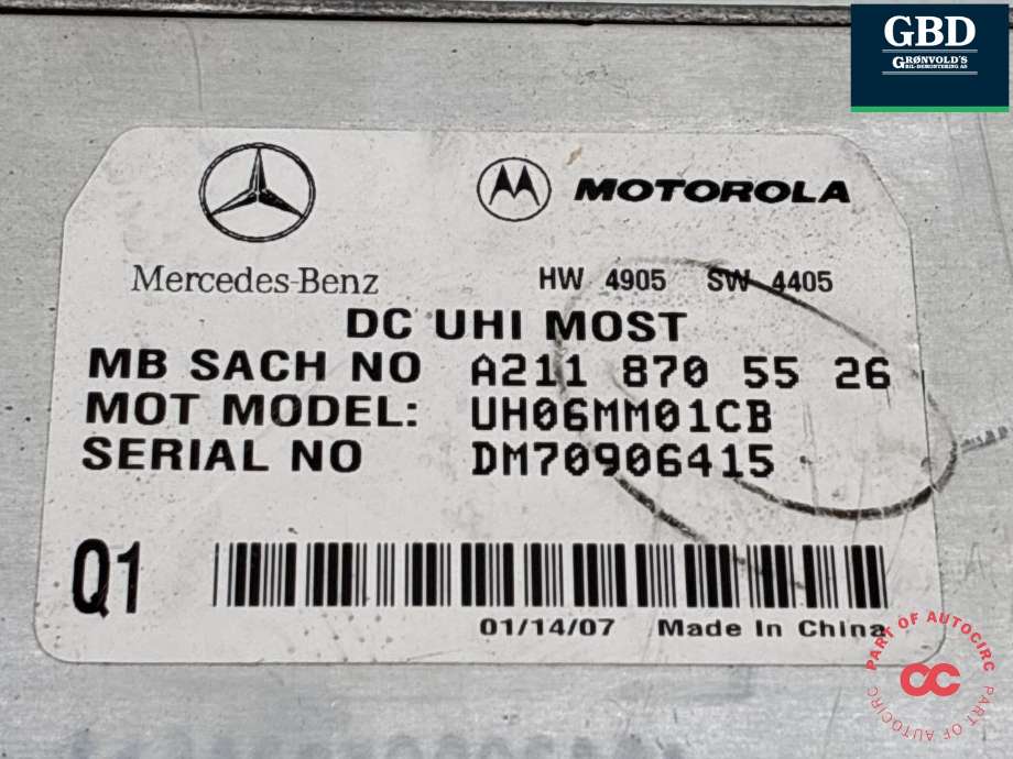 Styreenhet bluetooth til Mercedes GL 2006-2012 (X164) (X164) (A211 870 55 26|)