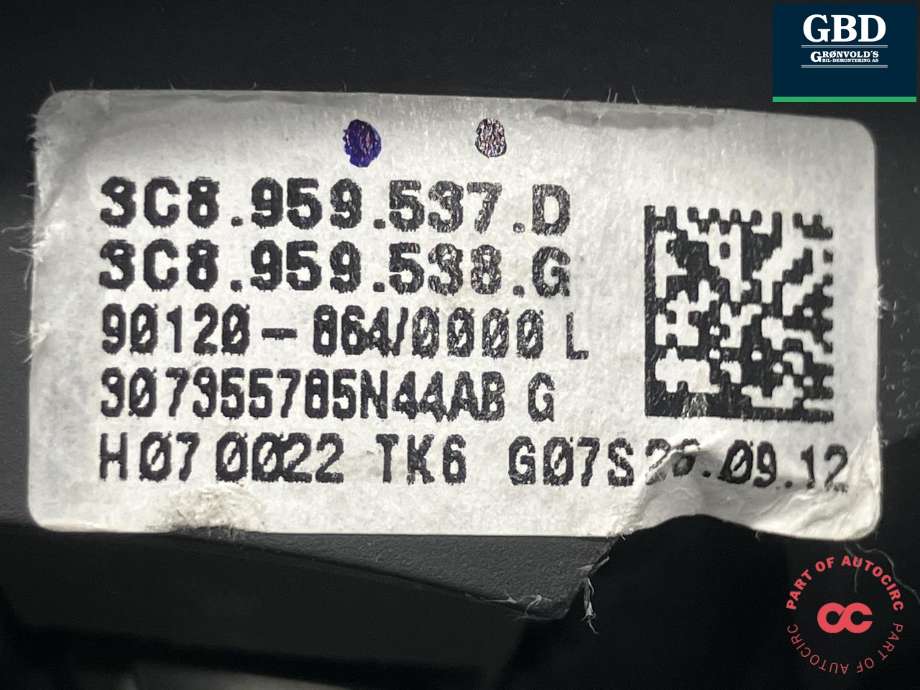 Ratt til VW Passat 2011-2015 (B7) (B7) (3C8 419 091 BF|3C8 959 537 D|)
