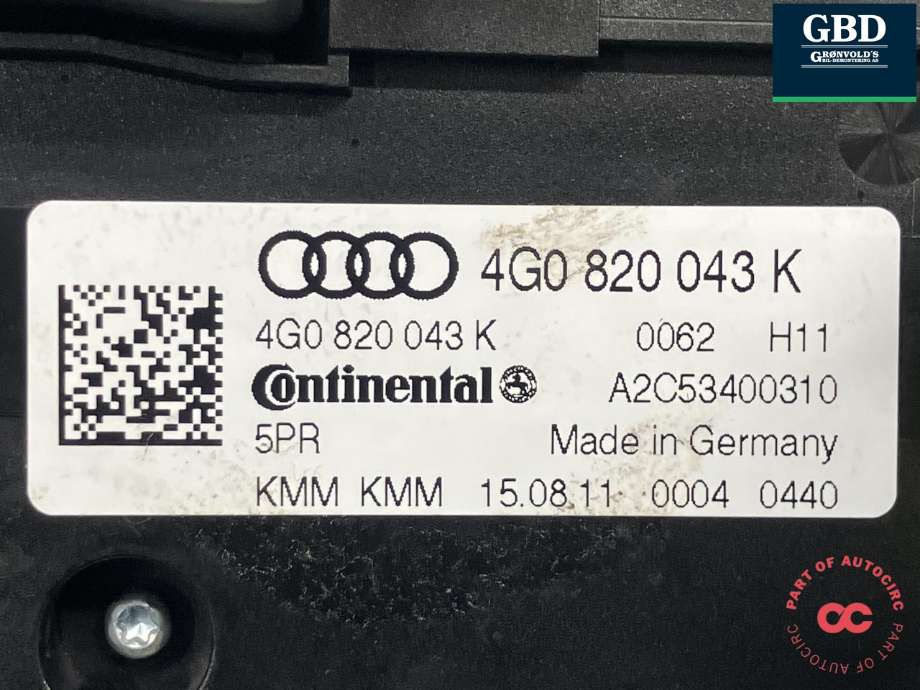 Varmeapparat betjening til Audi A6 2011-2014 (Type IV, Fase 1) (C7) (C7) (4G0 820 043 BD 5PR|4G0 820 043 K  5PR|)