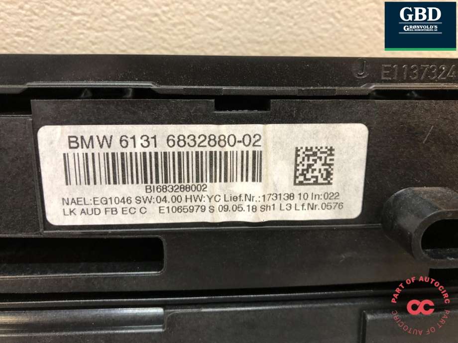 Varmeapparat betjening til BMW 3-Serie 2012-2018 (F30/F31/F34) (F30/F31/F34) (64 11 9 363 546|6411 9363546-02|6131 6832880-02)
