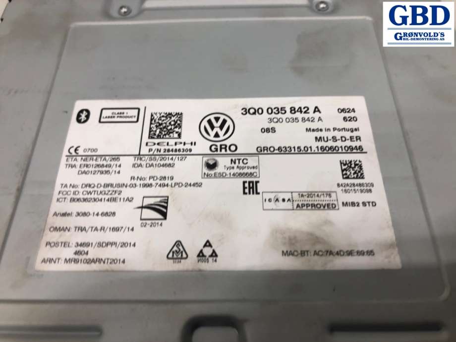 VW Golf VII, 2012-2017 (Fase 1) (3Q0035842A)