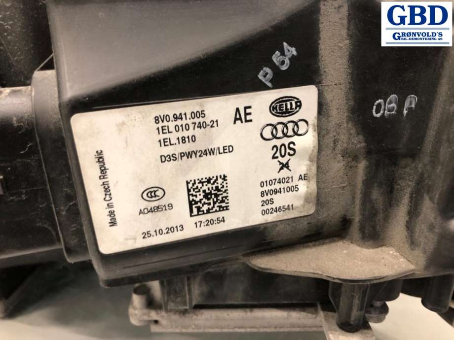 Audi A3, 2012-2016 (Type III, Fase 1) (8V0 941 043 P|8V0 941 043)