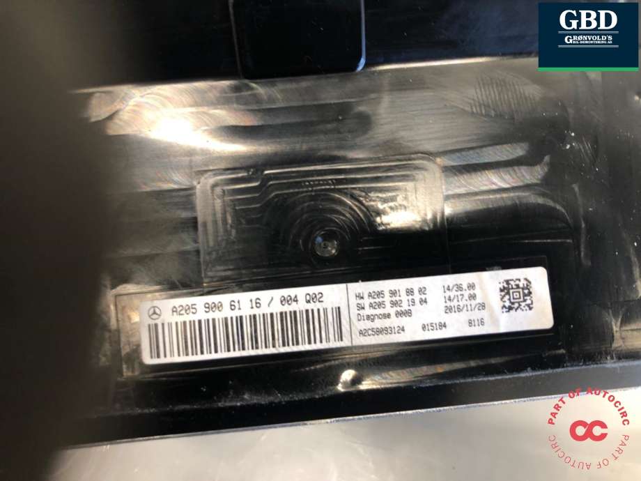 Instrument head-up display (HUD) til Mercedes C-Klasse 2014-2018 (Fase 1) (W205) (W205) (A 205 900 84 28|A 205 900 61 16|A 205 900 01 15| A 205 900 66 13)