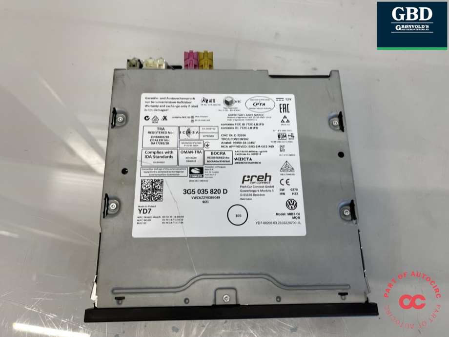 VW Polo, 2017-2021 (Type VI, Fase 1) (3G5 035 820 D|3G5035820D)