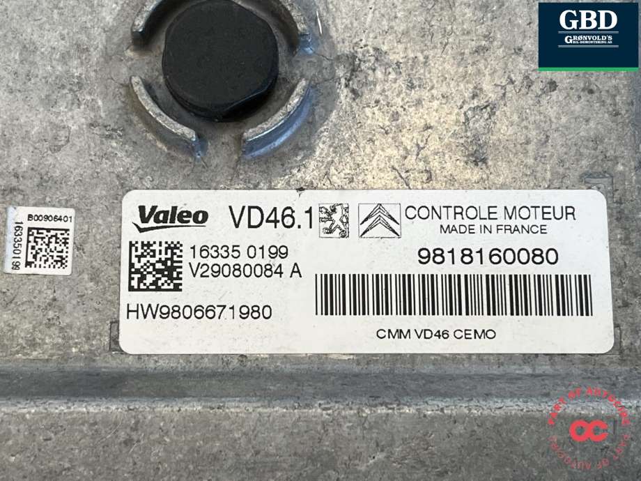Styreenhet motor til Peugeot 2008 2013-2019 (Type I) (16 776 149 80|9818160080|)