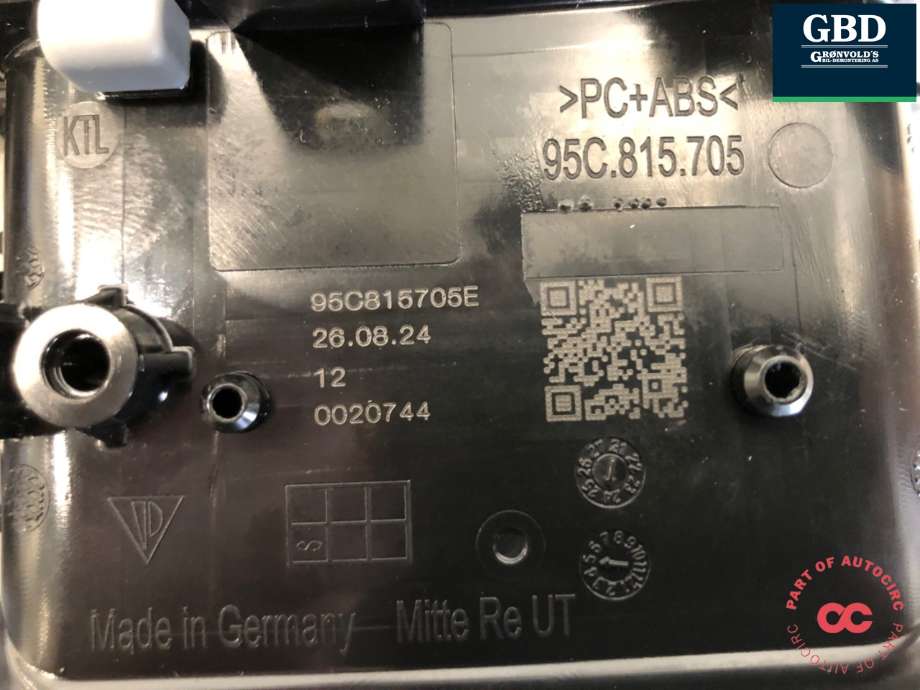 Dashbord friskluftdyse til Porsche Macan 2024-->> (XAB) (XAB) (95C 815 705 E  BLK|95C815705E|)