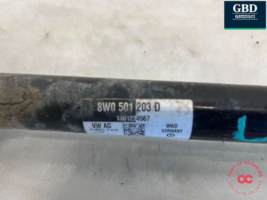 Drivaksel venstre bak, diesel/automat til Audi A4, Allroad 2016-->> (Type II) (B9) (B9) (8W0 501 203 D|)
