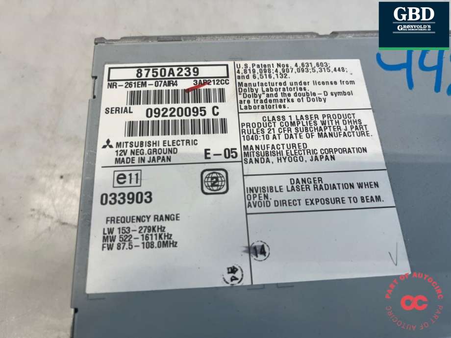 Bilstereo navigasjon til Mitsubishi ASX 2010-2019  (8750A239|)