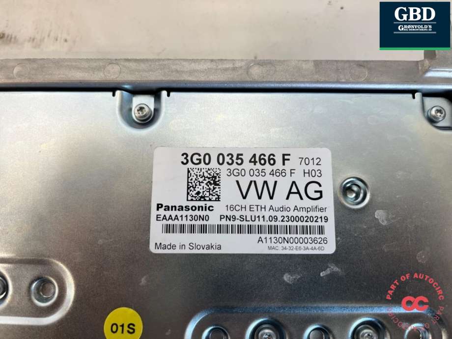 Bilstereo forsterker til VW ID.7 2023-->>  (3G0 035 466 F|)