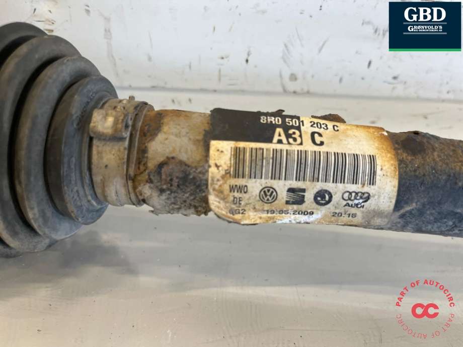 Drivaksel høyre bak, diesel/automat til Audi Q5 2008-2012 (Type I, Fase 1)  (8R0 501 203 C|8R0 501 203 CX|)