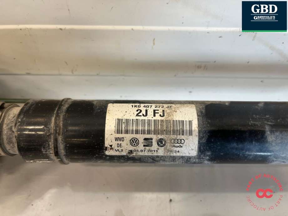 Drivaksel høyre foran, diesel/manuell til Audi A3 2009-2012 (Type II, Fase 2)  (1K0 407 272 CR|1K0 407 452 TX|1K0 407 272 JF)