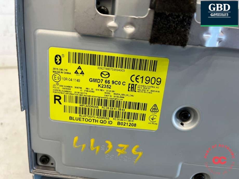 Bilstereo navigasjon skjerm til Mazda CX-3 2015-2022  (D09H611J0A|GMD7669C0C|)