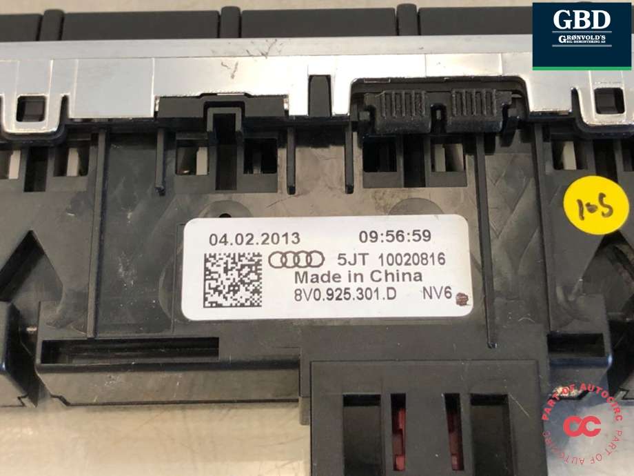 Bilstereo betjeningspanel til Audi A3 2012-2016 (Type III, Fase 1) (8V0 919 614 P|)