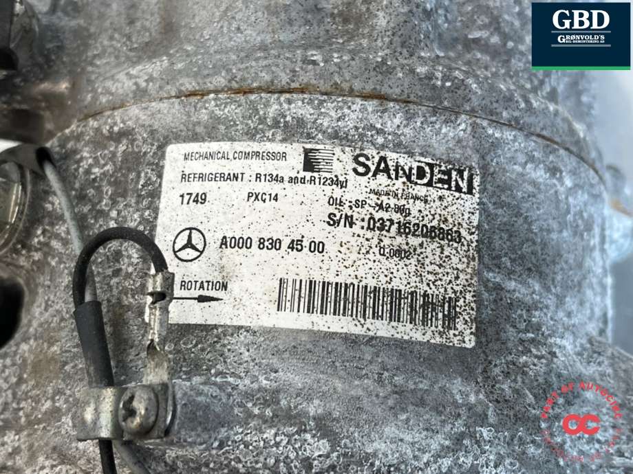 Aircondition kompressor til Mercedes C-Klasse 2014-2018 (Fase 1) (W205) (W205) (A 000 830 45 00|A 000 830 13 01)