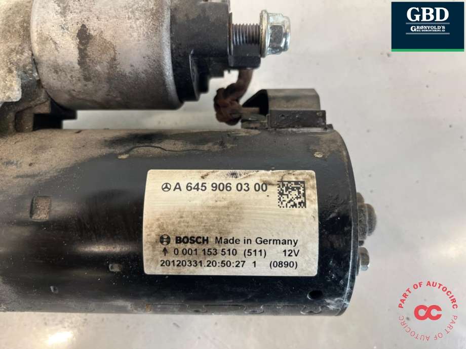 Starter diesel til Mercedes B-Klasse 2011-2018 (W246) (W246) (BOSCH|A 645 906 08 00|A 270 906 00 26|A 645 906 03 00)