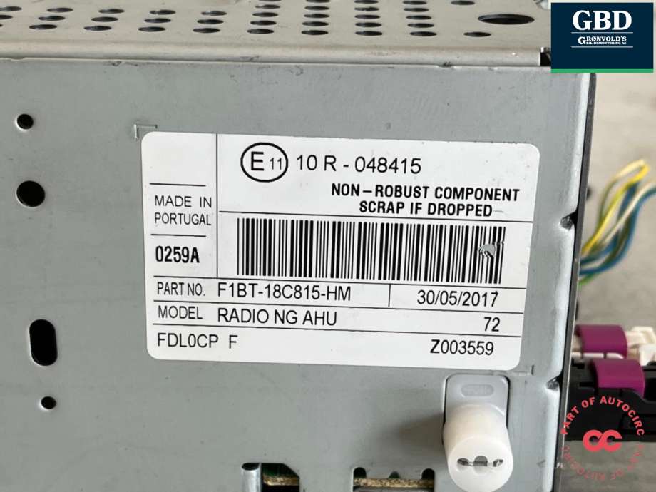 Bilstereo til Ford Transit Courier 2014-2018 (Type I, Fase 1) (2335493|F1BT-18C815-HR|10R-048415)