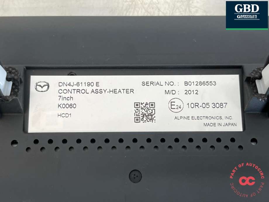 Varmeapparat betjening til Mazda MX-30 2020-->> (DN4J61190F|DN4J-61190E|B01286553)