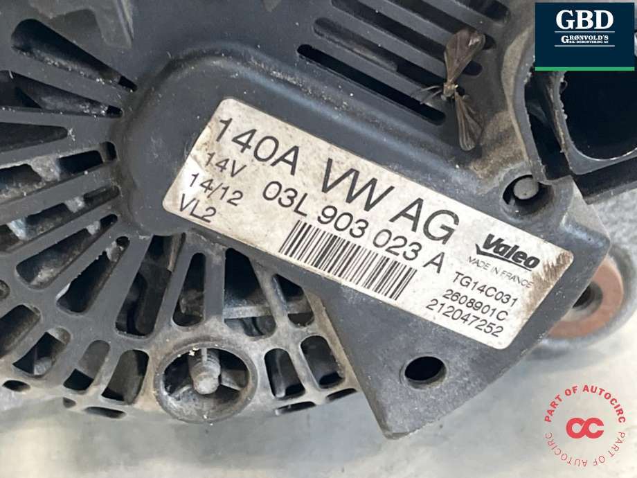 Dynamo diesel til VW Tiguan 2011-2016 (Type I, Fase 2)  (03L 903 023|03L 903 023  X|03L 903 023 AX)