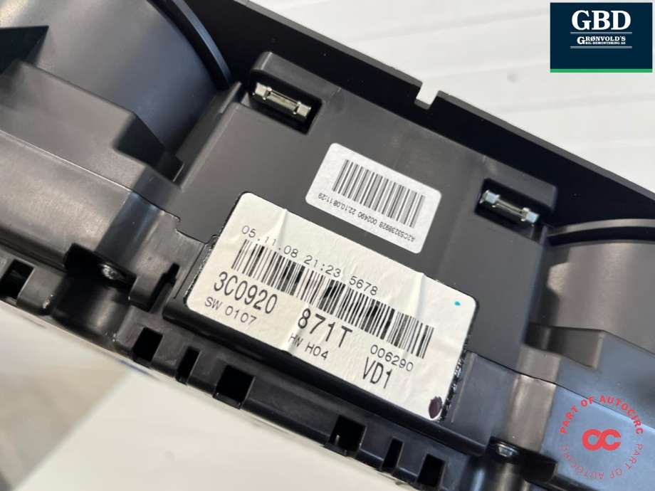 Instrumentpanel til VW Passat 2005-2010 (B6) (B6) (3C0 920 871 T|3C0 920 871 TX|)