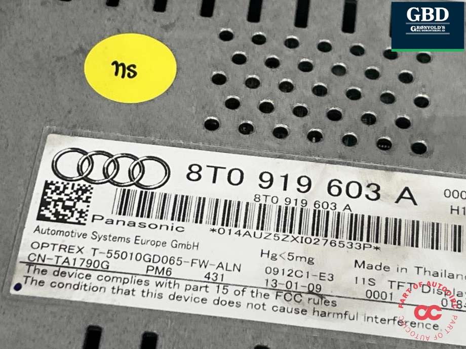 Bilstereo til Audi Q5 2008-2012 (Type I, Fase 1)  (8T1 057 186 P|8T1 057 186 PX|)