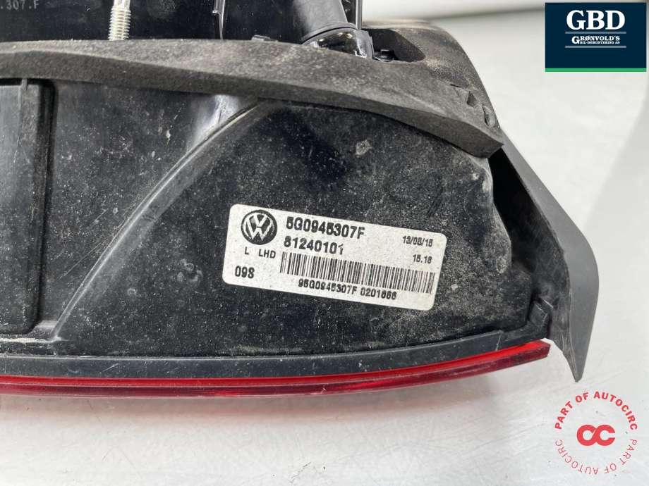 Baklykt venstre indre til VW Golf VII 2012-2017 (Fase 1) (5G0 945 307 F|)