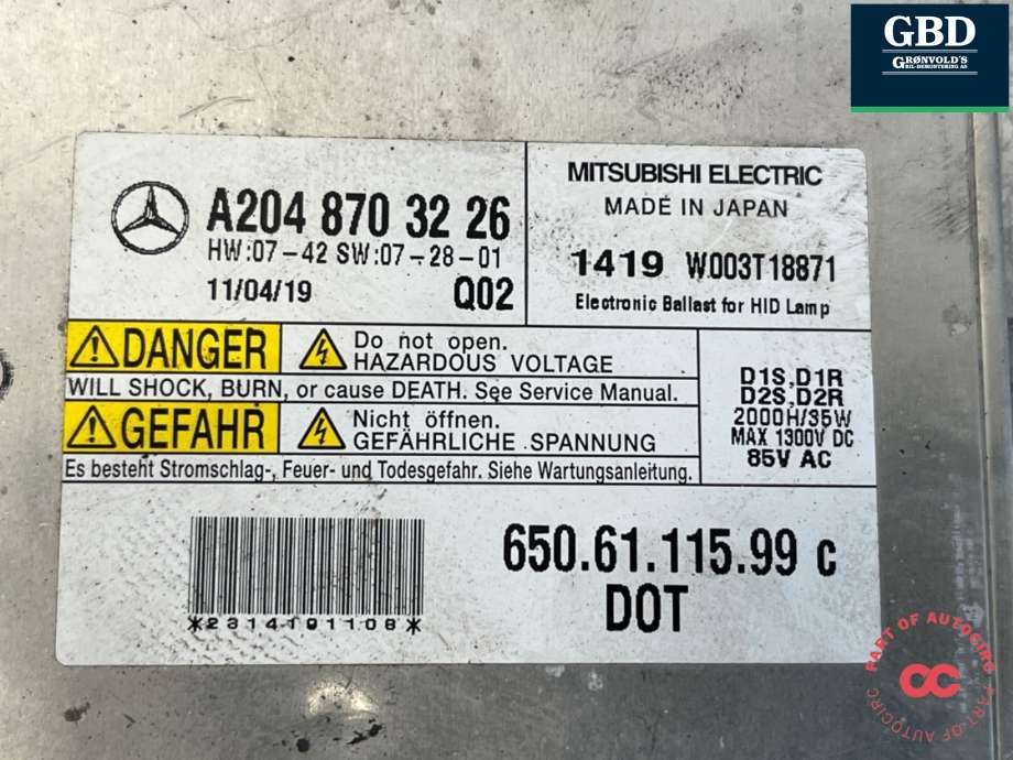Styreenhet xenon/ballast til Mercedes GLK 2008-2015 (X204) (X204) (A 204 870 32 26|)