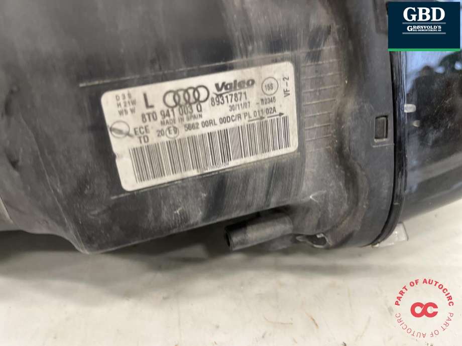 Frontlykt venstre xenon til Audi A5 2007-2016 (Type I)  (8T0 941 029 AN|)
