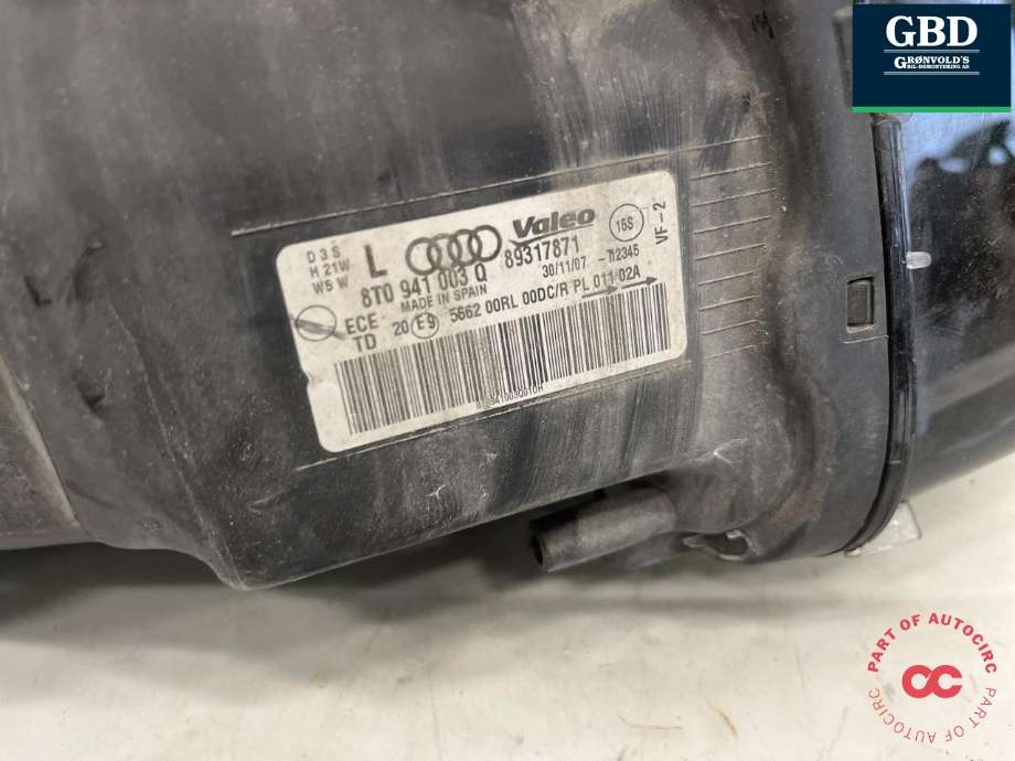 Frontlykt venstre xenon til Audi A5 2007-2016 (Type I)  (8T0 941 029 AN|)