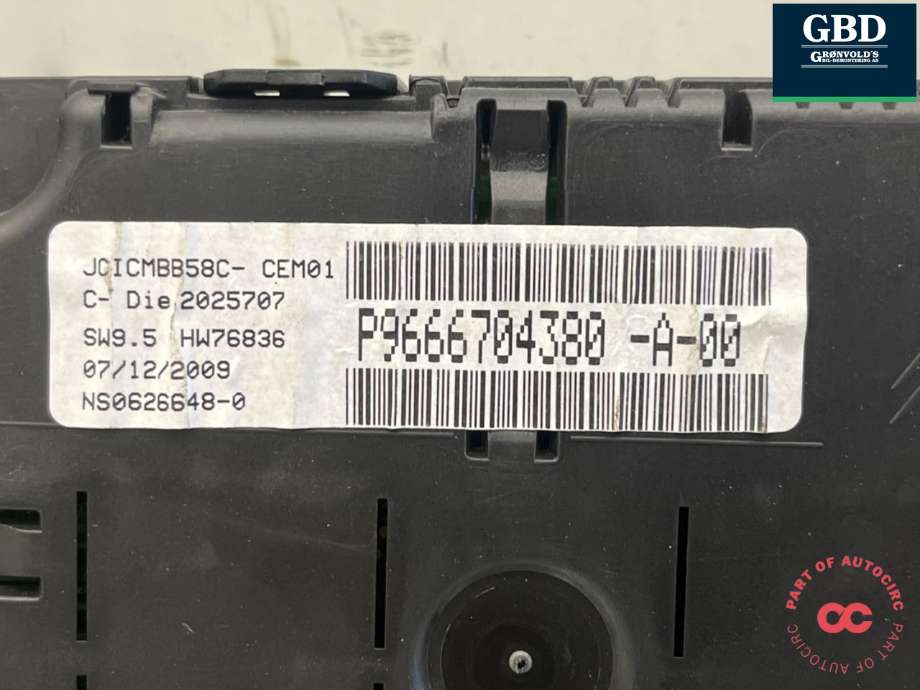 Instrumentpanel til Citroën C4, Picasso 2006-2013 (Type I) (6103 KV|P9666704380-A-00|)