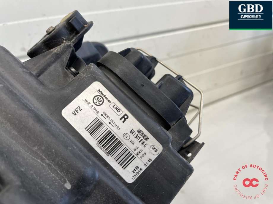 Frontlykt høyre halogen til VW Polo 2009-2014 (Type V, Fase 1)  (6R1 941 016 E|)